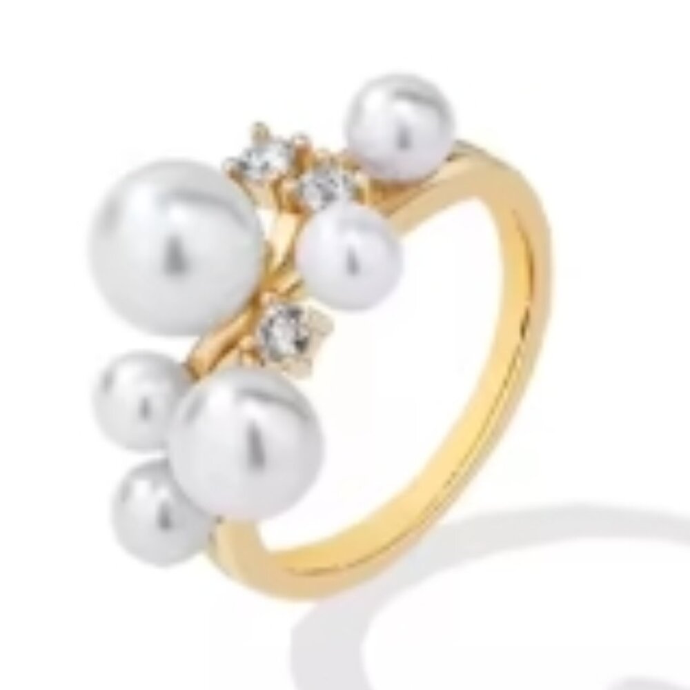 Pearl and Moissanite Diamond Ring, LUXURY ring, Women's Ring, Women's Jewelry